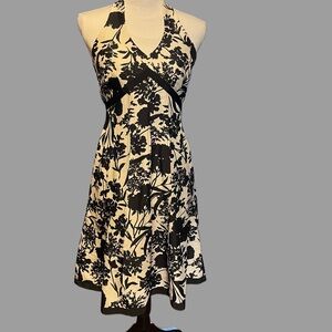 Ann Taylor fit and flare black and white dress